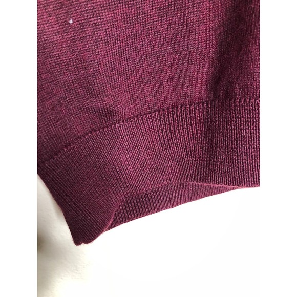 Turnbury Mens XL Extra Fine Merino Wool 1/4 Zip Pullover Sweater Burgundy - Picture 12 of 13